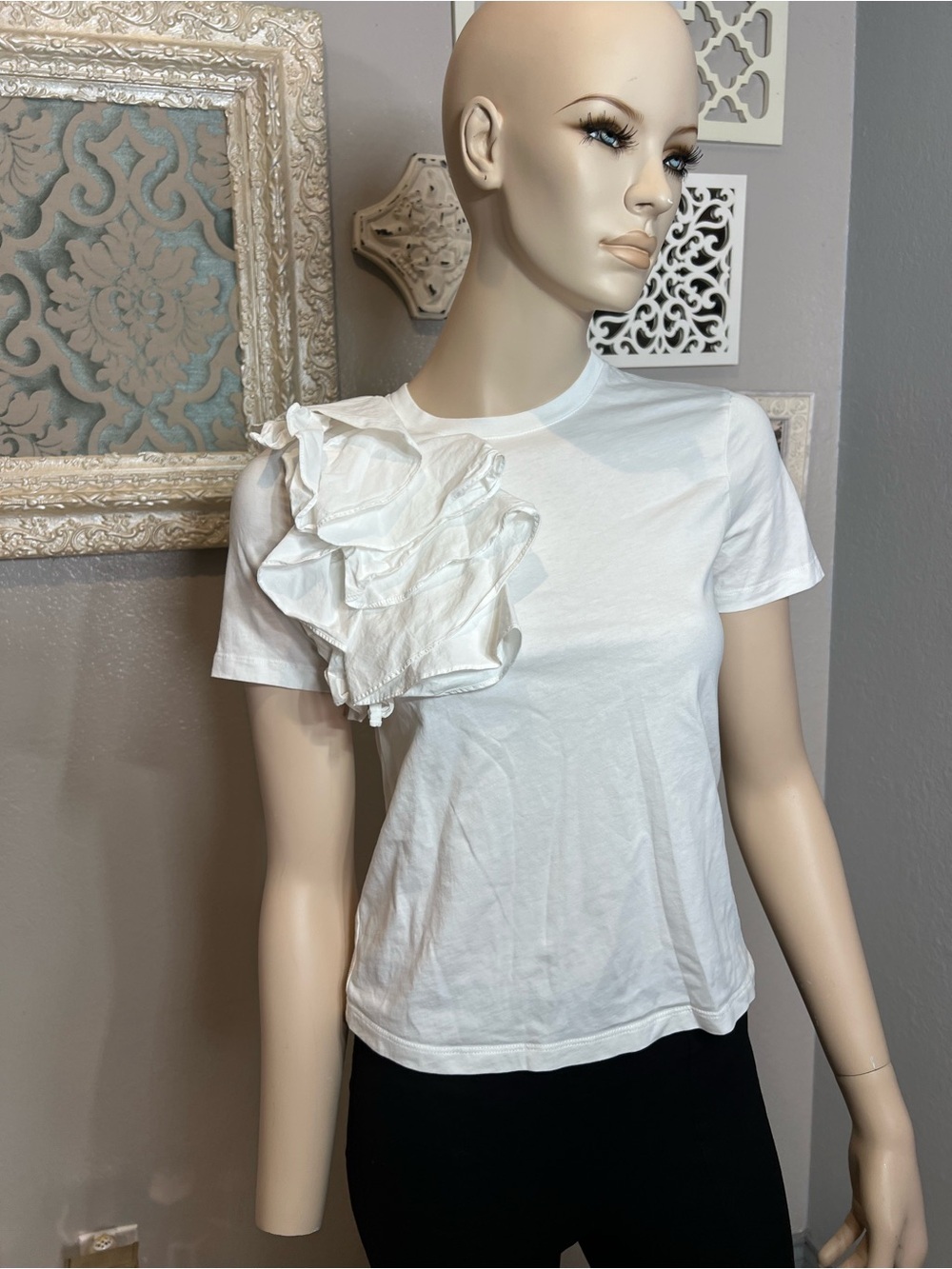 Ted Baker White Ruffle Shoulder Short Sleeve Top - Picture 6 of 11
